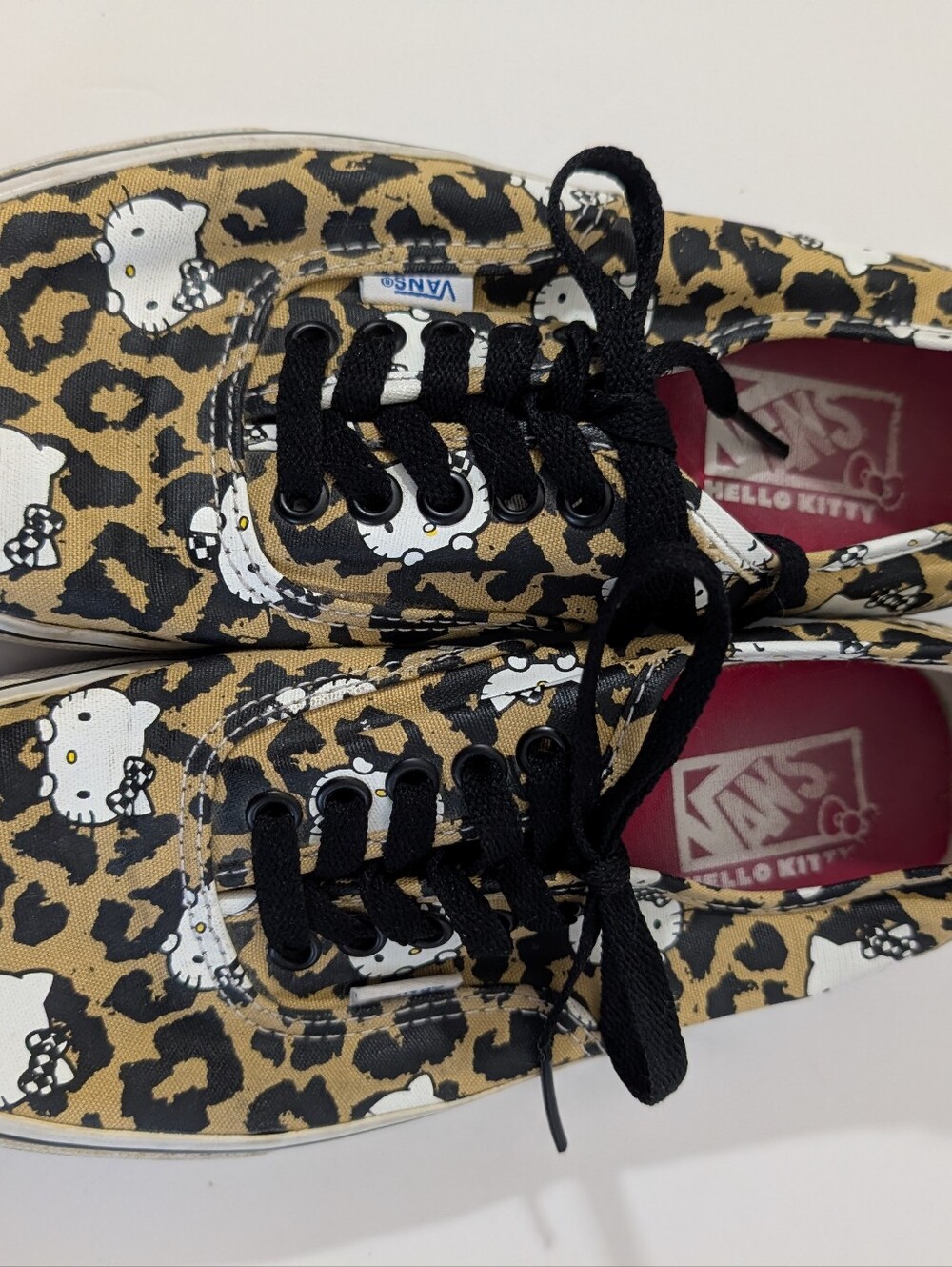 Women's Vans Leopard Hello Kitty Sneakers - Black & Tan